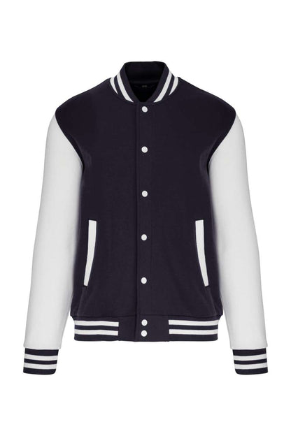 UNISEX TEDDY FLEECE JACKET - Navy/White - colorimageurl