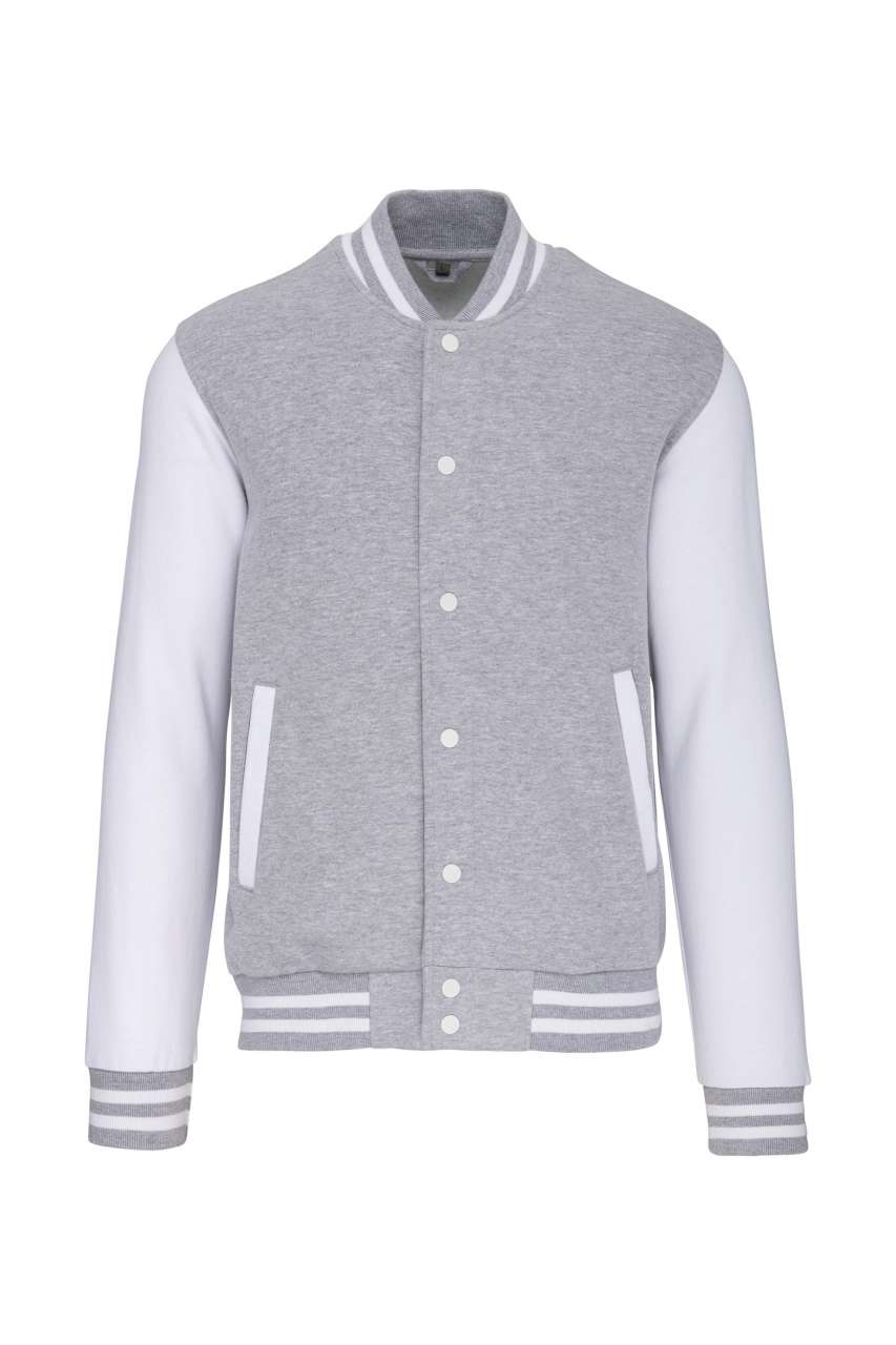 UNISEX TEDDY FLEECE JACKET - Oxford Grey/White - colorimageurl