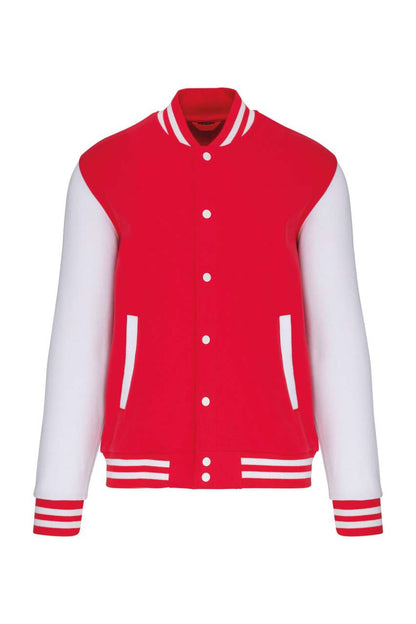 UNISEX TEDDY FLEECE JACKET - Red/White - colorimageurl