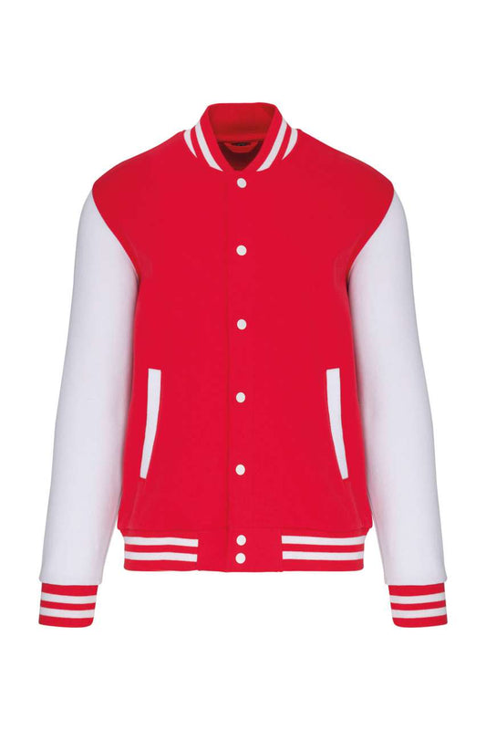 UNISEX TEDDY FLEECE JACKET - Red/White - colorimageurl