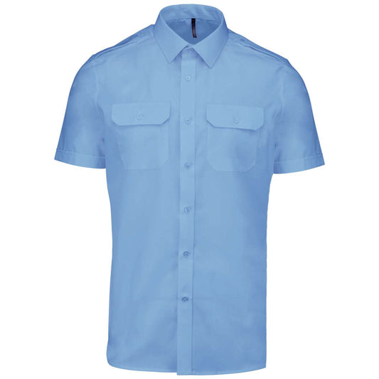MEN'S SHORT-SLEEVED PILOT SHIRT - Sky Blue - colorimageurl