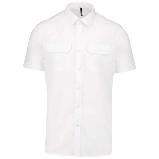 MEN'S SHORT-SLEEVED PILOT SHIRT - White - colorimageurl