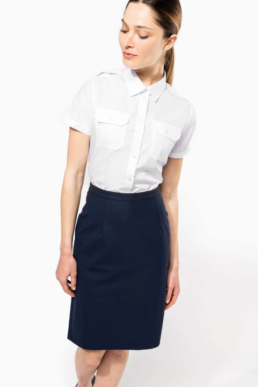 LADIES’ SHORT-SLEEVED PILOT SHIRT - White - modelimageurl