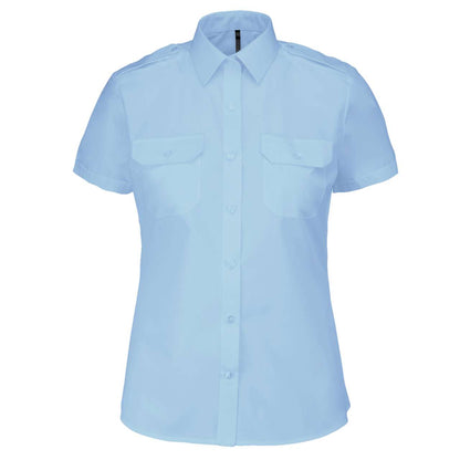 LADIES’ SHORT-SLEEVED PILOT SHIRT - Sky Blue - colorimageurl