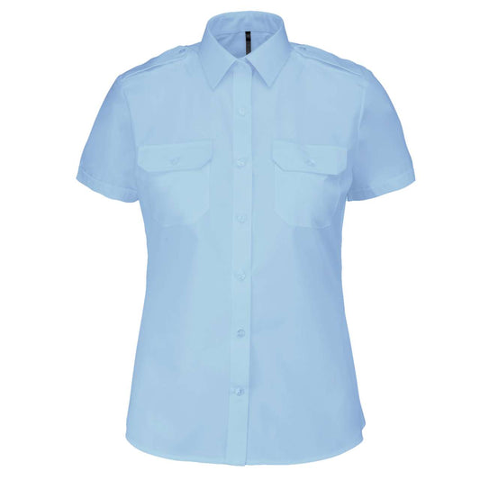 LADIES’ SHORT-SLEEVED PILOT SHIRT - Sky Blue - colorimageurl
