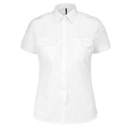 LADIES’ SHORT-SLEEVED PILOT SHIRT - White - colorimageurl