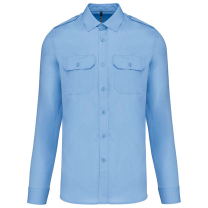 MEN'S LONG-SLEEVED PILOT SHIRT - Sky Blue - colorimageurl