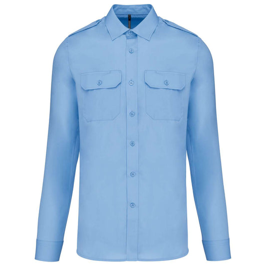 MEN'S LONG-SLEEVED PILOT SHIRT - Sky Blue - colorimageurl