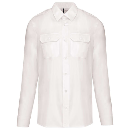 MEN'S LONG-SLEEVED PILOT SHIRT - White - colorimageurl