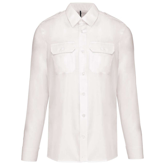 MEN'S LONG-SLEEVED PILOT SHIRT - White - colorimageurl