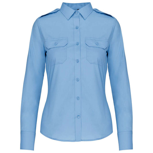 LADIES’ LONG-SLEEVED PILOT SHIRT - Sky Blue - colorimageurl