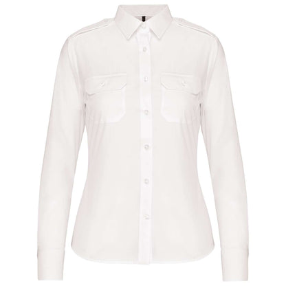 LADIES’ LONG-SLEEVED PILOT SHIRT - White - colorimageurl