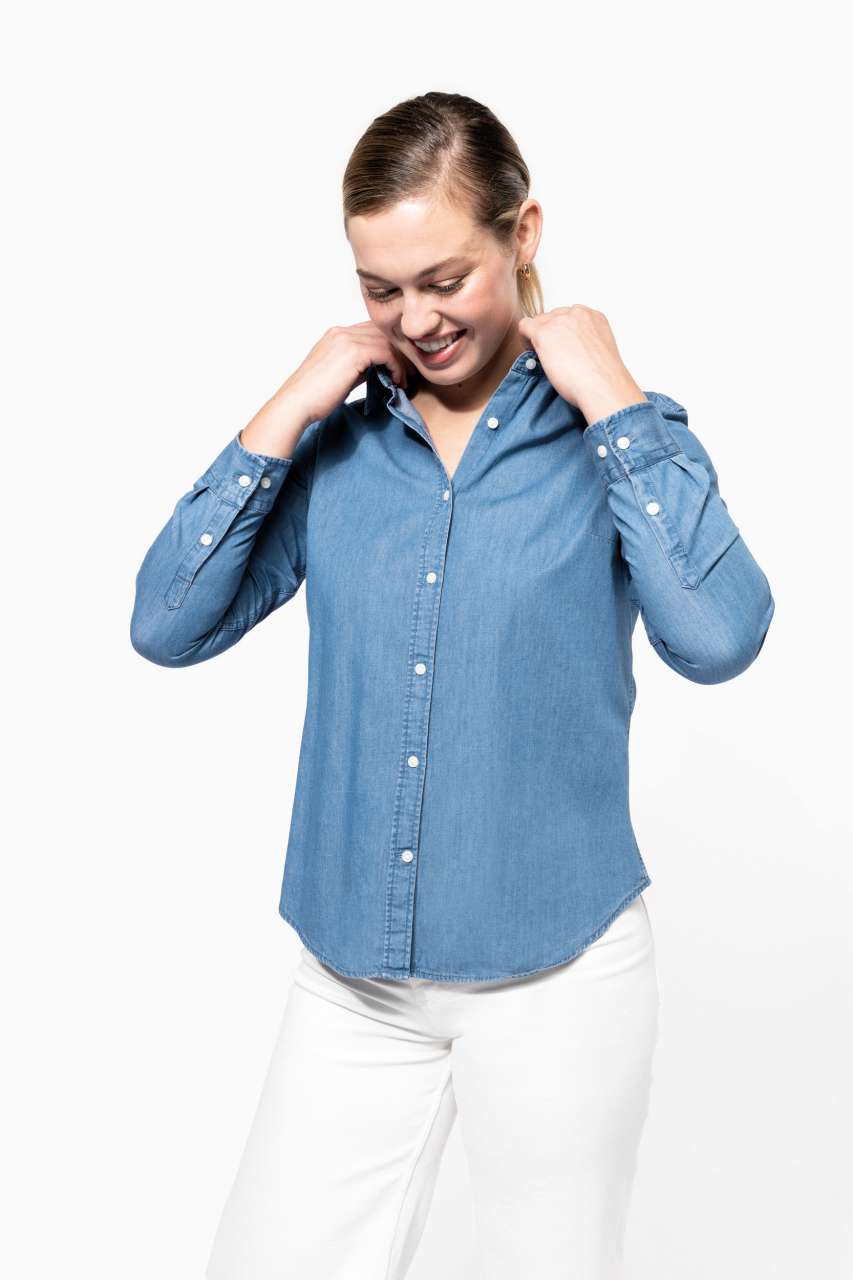LADIES’ DENIM SHIRT - Chambray Blue - Additional