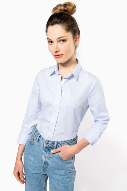 LADIES’ LONG-SLEEVED COTTON POPLIN SHIRT - Black - Additional