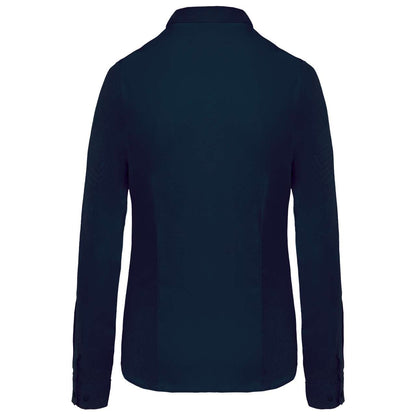 LADIES’ LONG-SLEEVED COTTON POPLIN SHIRT - Navy - Additional