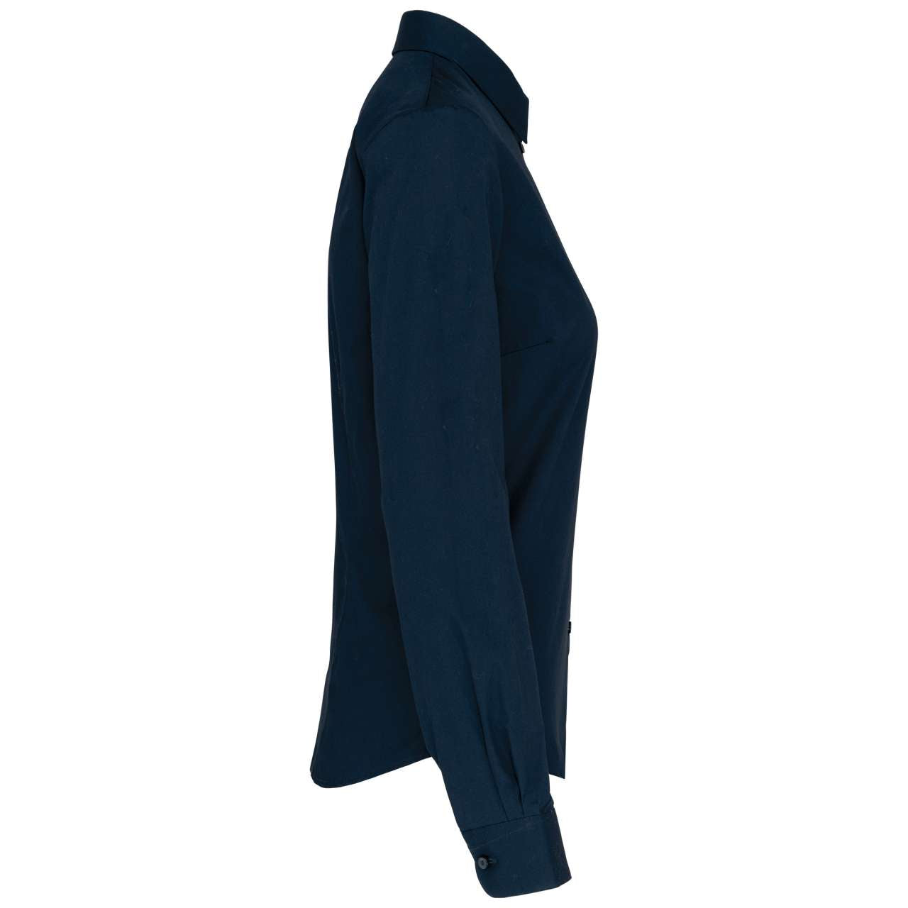 LADIES’ LONG-SLEEVED COTTON POPLIN SHIRT - Navy - Additional