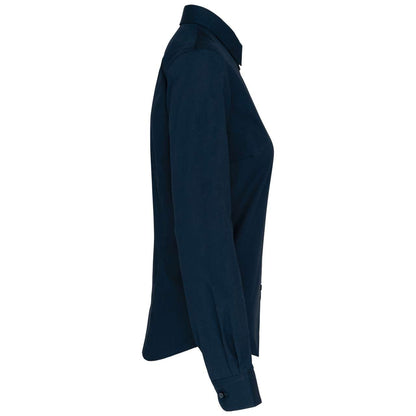 LADIES’ LONG-SLEEVED COTTON POPLIN SHIRT - Navy - Additional