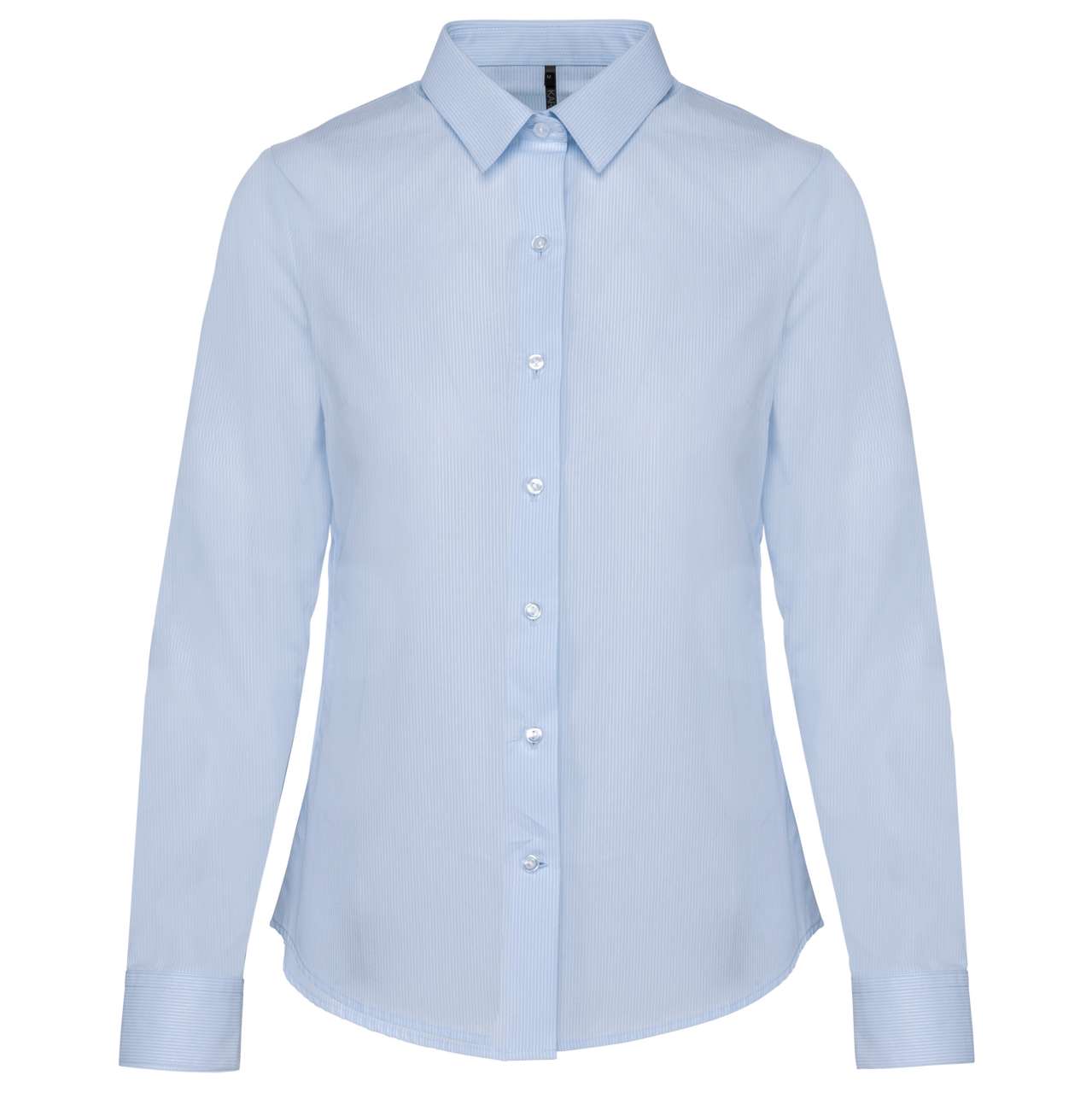 LADIES’ LONG-SLEEVED COTTON POPLIN SHIRT - Striped Pale Blue - Main