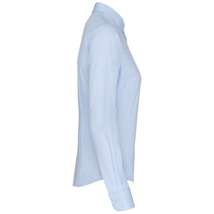 LADIES’ LONG-SLEEVED COTTON POPLIN SHIRT - Striped Pale Blue - Additional