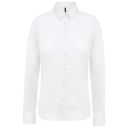 LADIES’ LONG-SLEEVED COTTON POPLIN SHIRT - White - Main