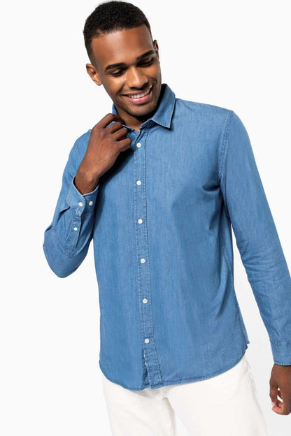 MEN’S DENIM SHIRT - Chambray Blue - Model