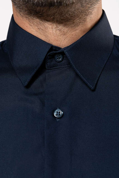 MEN’S LONG-SLEEVED COTTON POPLIN SHIRT - Black - Additional