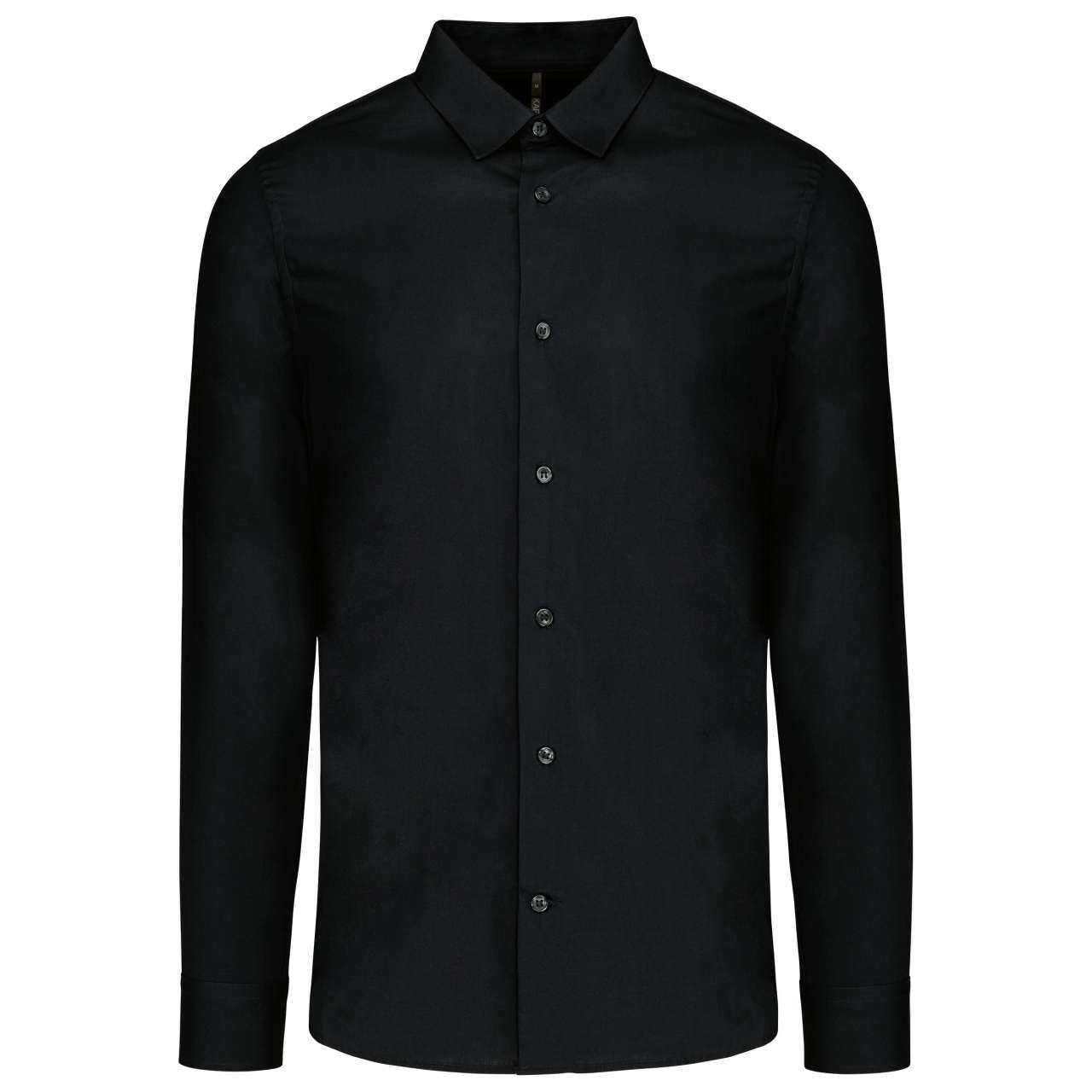 MEN’S LONG-SLEEVED COTTON POPLIN SHIRT - Black - Main