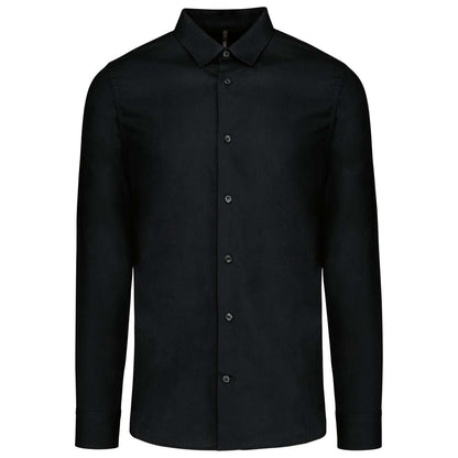 MEN’S LONG-SLEEVED COTTON POPLIN SHIRT - Black - Main