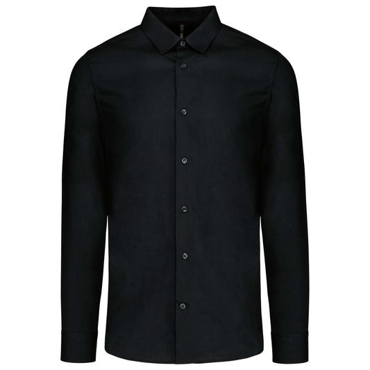 MEN’S LONG-SLEEVED COTTON POPLIN SHIRT - Black - Main