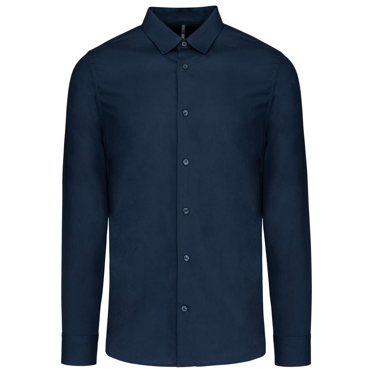 MEN’S LONG-SLEEVED COTTON POPLIN SHIRT - Navy - Main