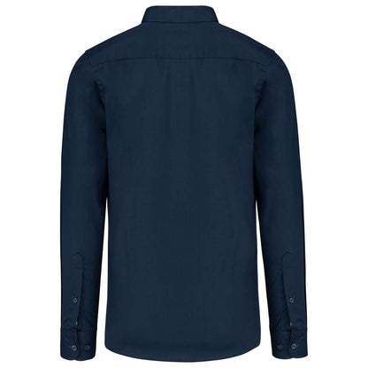 MEN’S LONG-SLEEVED COTTON POPLIN SHIRT - Navy - Additional