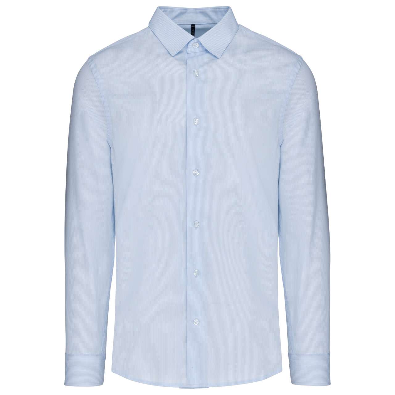 MEN’S LONG-SLEEVED COTTON POPLIN SHIRT - Striped Pale Blue - Main