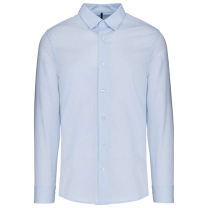 MEN’S LONG-SLEEVED COTTON POPLIN SHIRT - Striped Pale Blue - Main