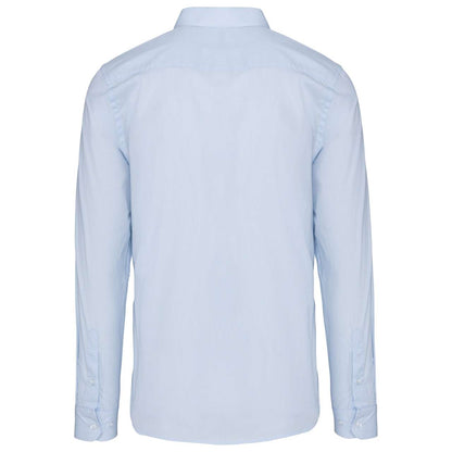 MEN’S LONG-SLEEVED COTTON POPLIN SHIRT - Striped Pale Blue - Additional