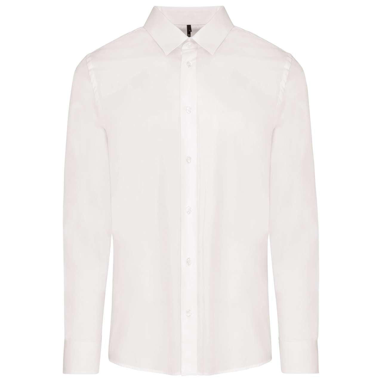 MEN’S LONG-SLEEVED COTTON POPLIN SHIRT - White - Main