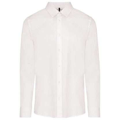 MEN’S LONG-SLEEVED COTTON POPLIN SHIRT - White - Main