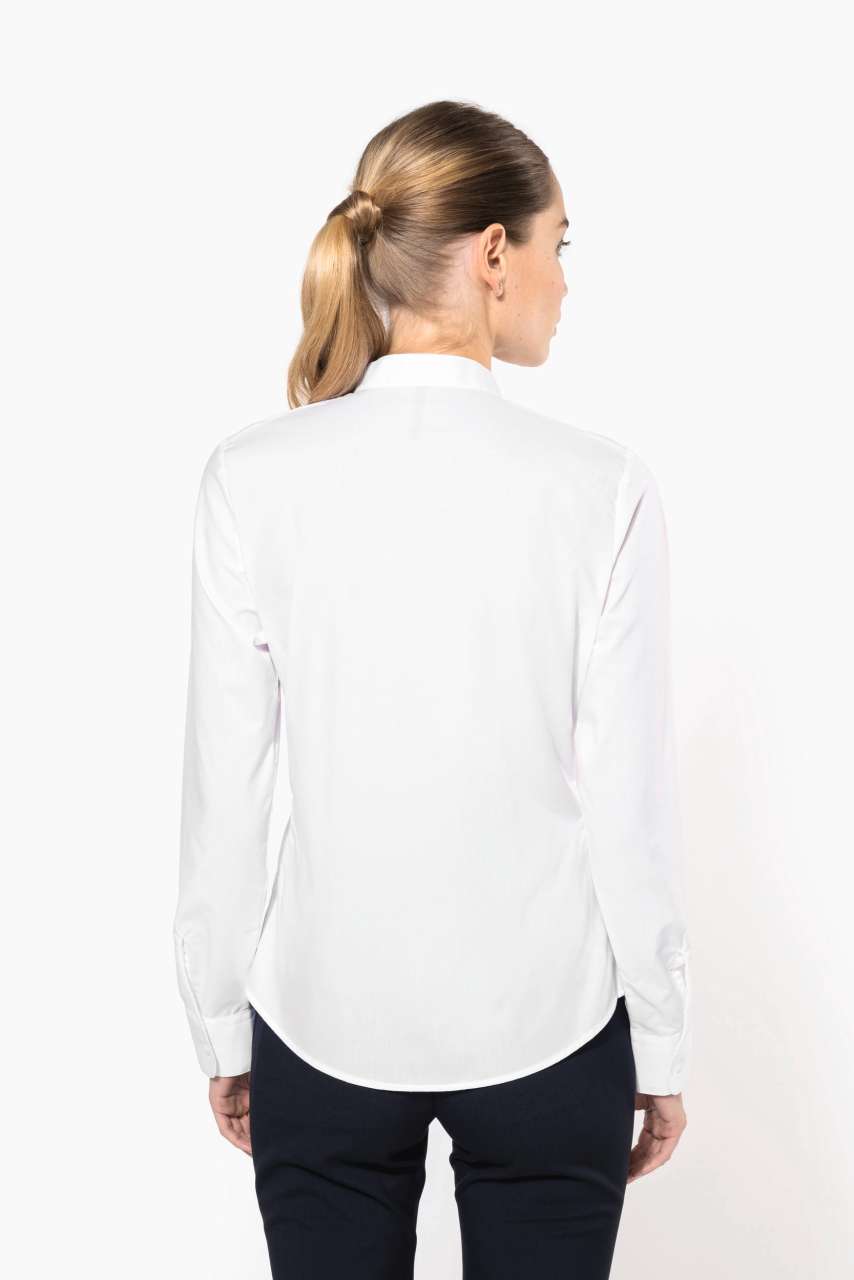 LADIES' LONG-SLEEVED MANDARIN COLLAR SHIRT - Black - Additional