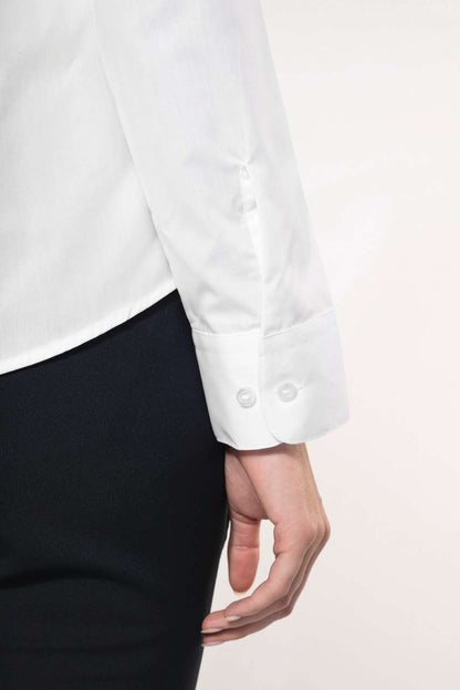 LADIES' LONG-SLEEVED MANDARIN COLLAR SHIRT - Wine - Additional