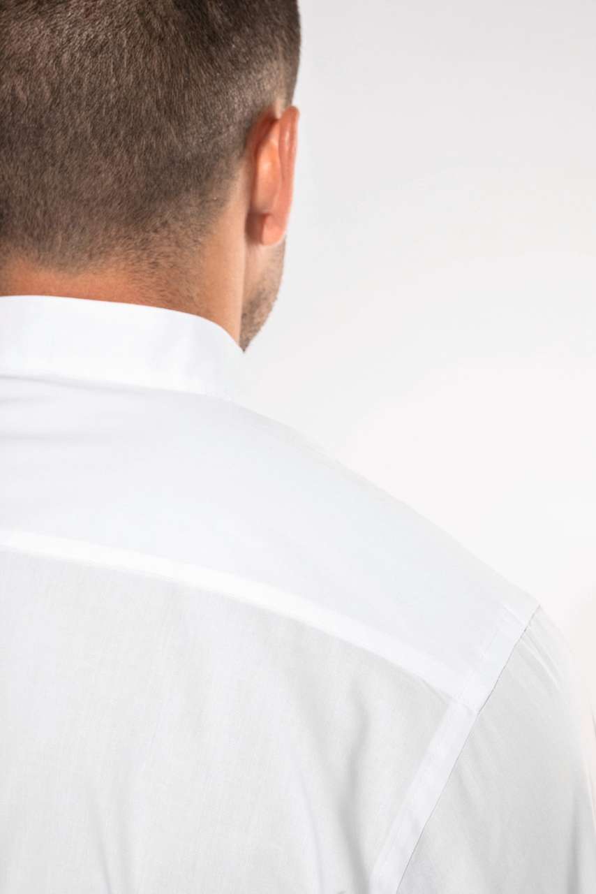 MEN'S LONG-SLEEVED MANDARIN COLLAR SHIRT - White - Additional