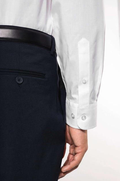 MEN'S LONG-SLEEVED MANDARIN COLLAR SHIRT - White - Additional