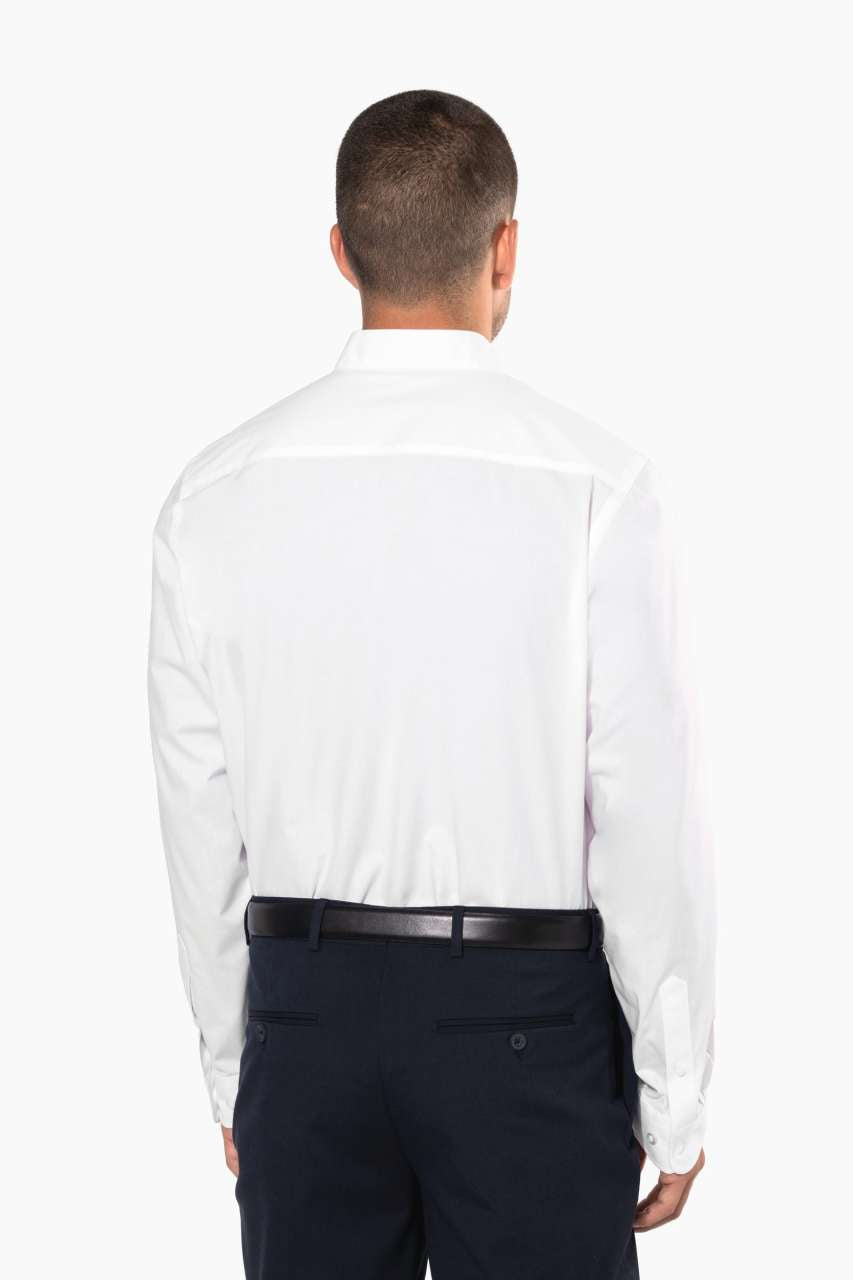 MEN'S LONG-SLEEVED MANDARIN COLLAR SHIRT - White - Additional
