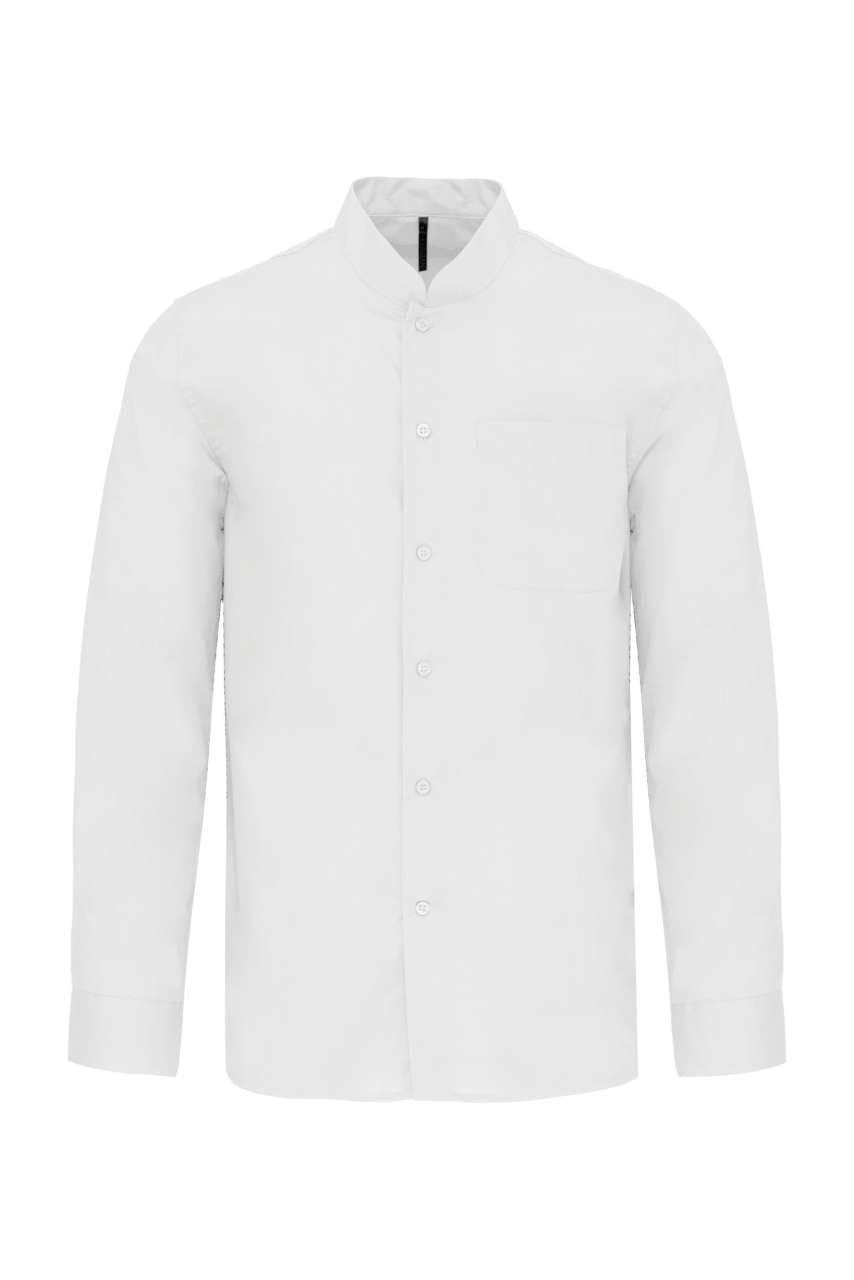 MEN'S LONG-SLEEVED MANDARIN COLLAR SHIRT - White - Main