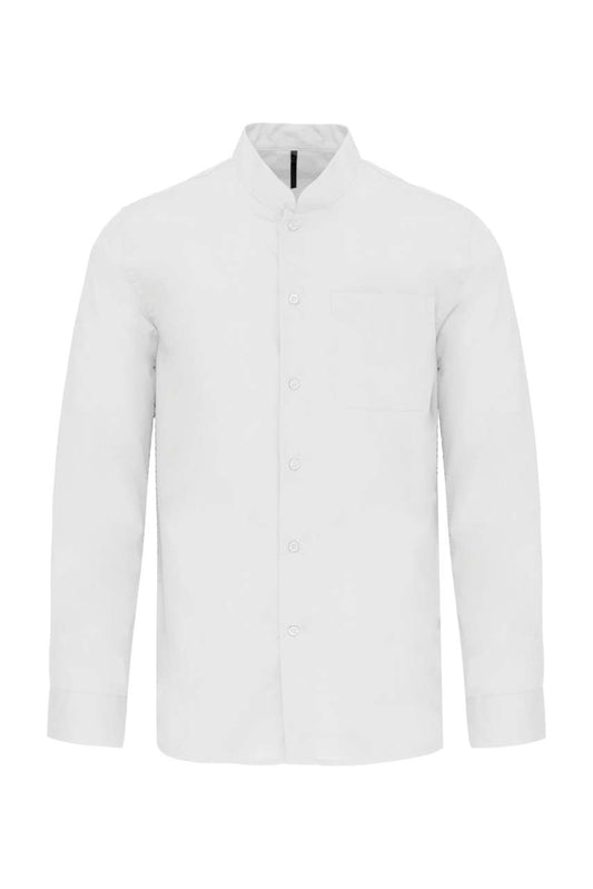 MEN'S LONG-SLEEVED MANDARIN COLLAR SHIRT - White - Main