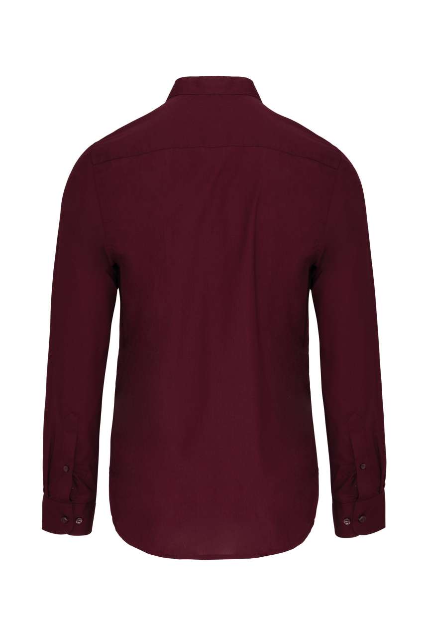 MEN'S LONG-SLEEVED MANDARIN COLLAR SHIRT - Wine - Additional