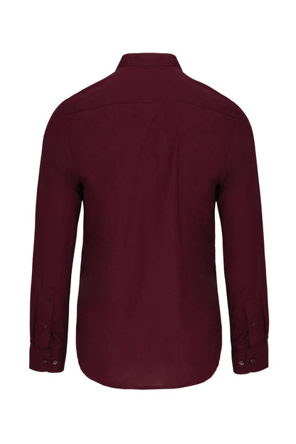 MEN'S LONG-SLEEVED MANDARIN COLLAR SHIRT - Wine - Additional
