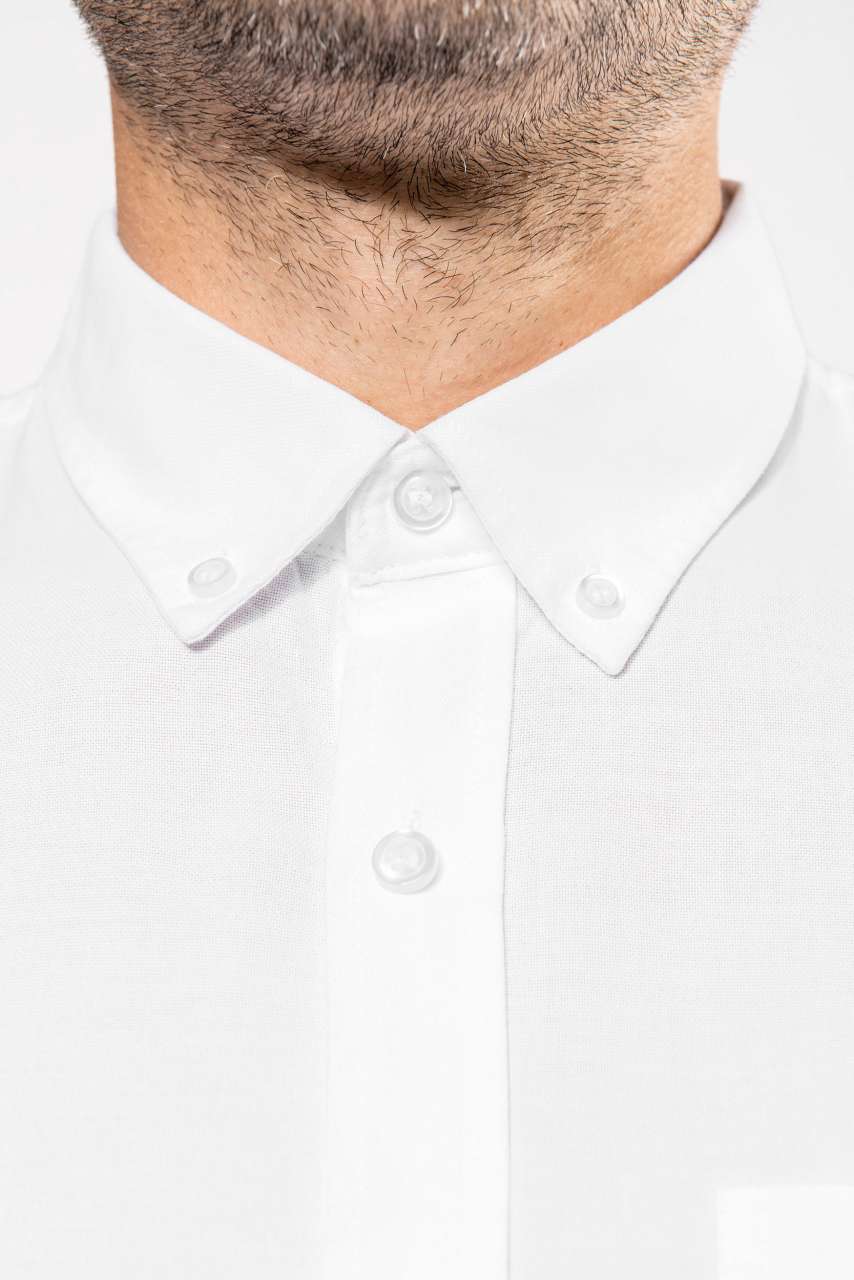 LONG-SLEEVED WASHED OXFORD COTTON SHIRT - White - Additional