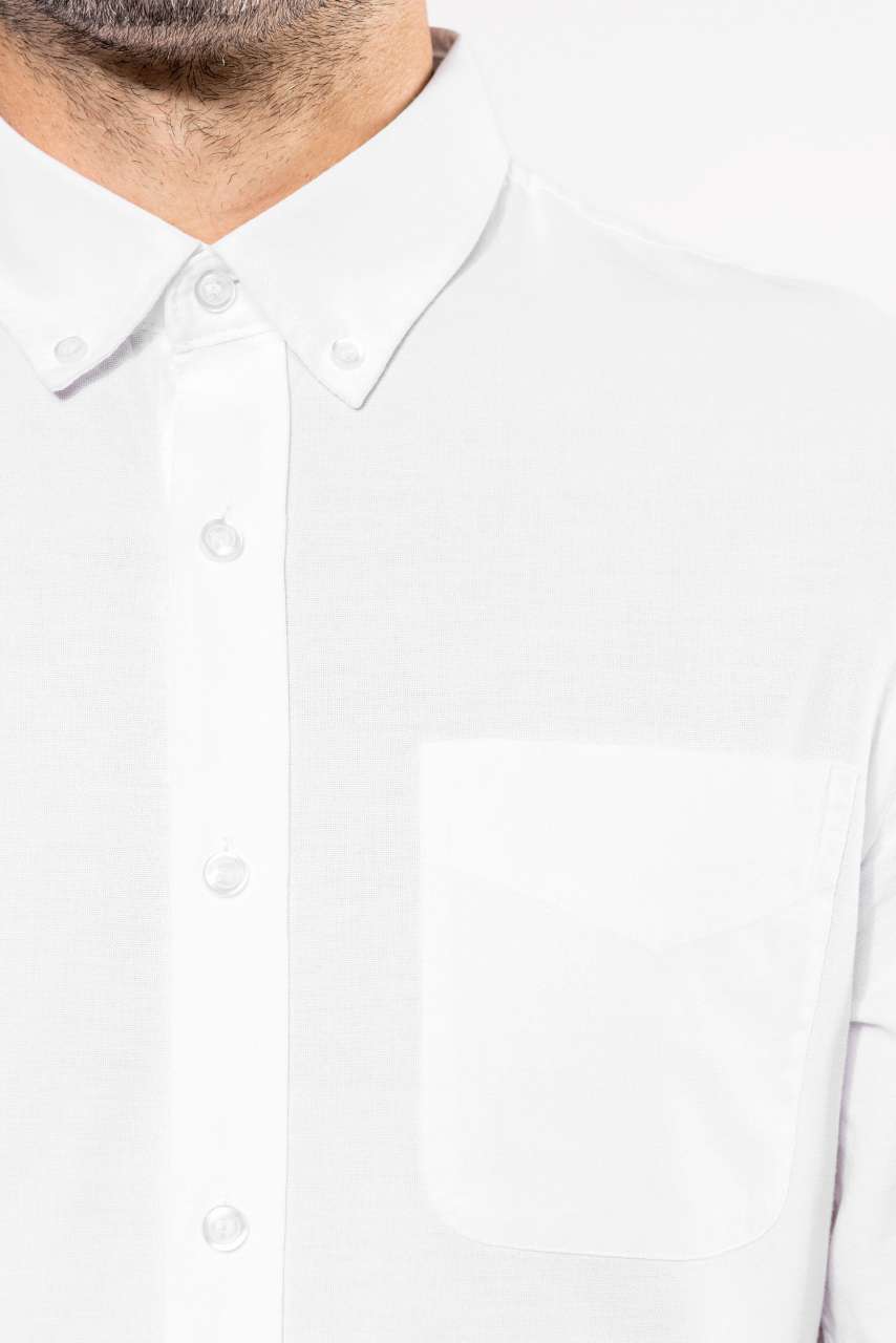 LONG-SLEEVED WASHED OXFORD COTTON SHIRT - White - Additional