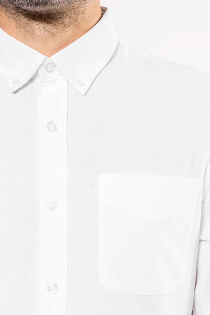 LONG-SLEEVED WASHED OXFORD COTTON SHIRT - White - Additional