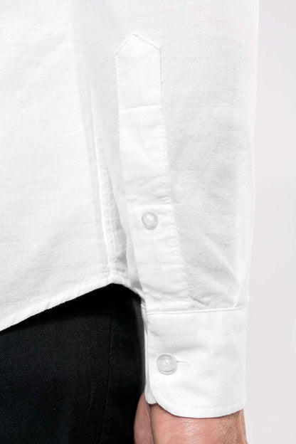 LONG-SLEEVED WASHED OXFORD COTTON SHIRT - White - Additional