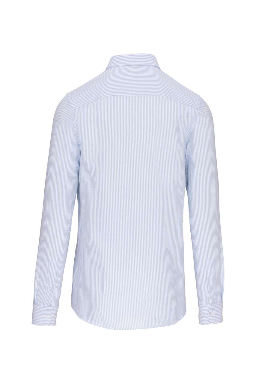 LONG-SLEEVED WASHED OXFORD COTTON SHIRT - Striped White/Oxford Blue - Additional
